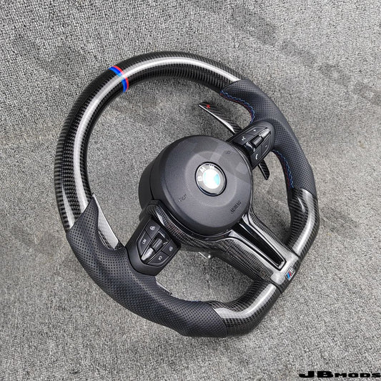 BMW F80 F82 M3 M4 Carbon Leather Flat Bottom Steering Wheel with Paddles