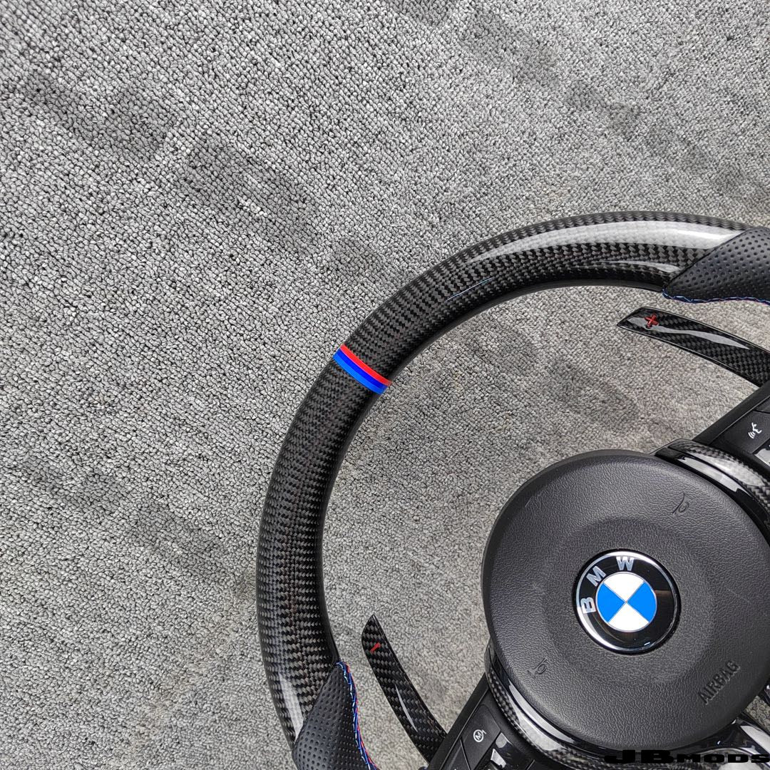 BMW F80 F82 M3 M4 Carbon Leather Flat Bottom Steering Wheel with Paddles