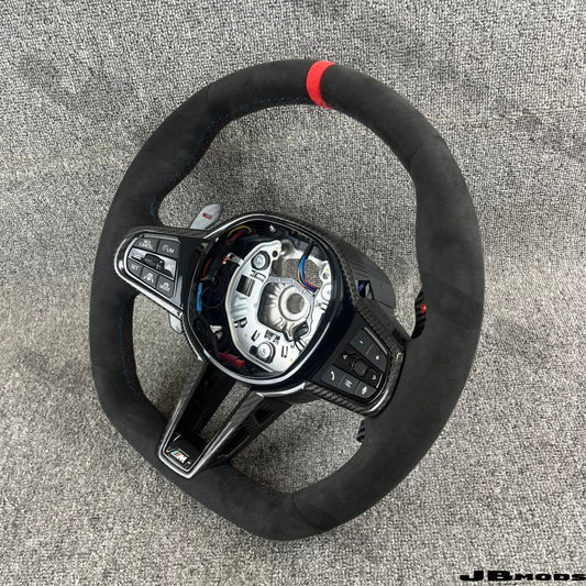 BMW G8X M3 M4 LCI2 Style Alcantara With Red Stripe Red Steering Wheel