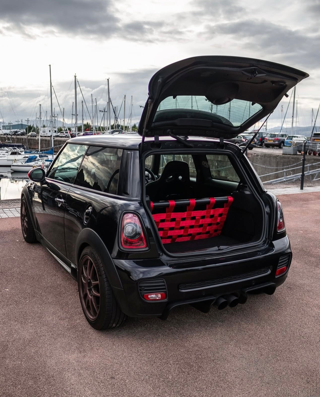Mini Gen 2 Strut Brace And Cargo Net - Rear Seat Delete Kit - R55 R56