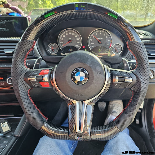 BMW F80 F82 M3 M4 Carbon Fibre Flat Bottom LED Steering Wheel Paddle Shifter
