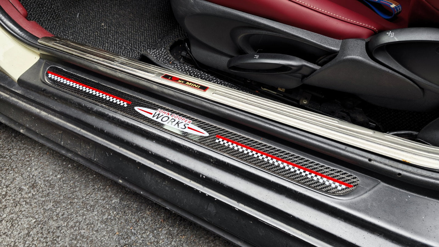 Gloss Carbon Door Sill Plates for MINI F56 F55 JCW (2014–2023)