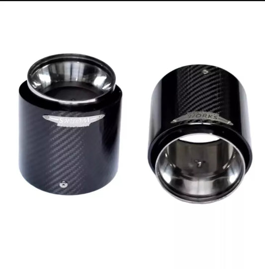 MINI JCW STYLE EXHAUST TIP CARBON FIBRE GLOSS F54 F55 F56 F57 F60 (Single Tip)