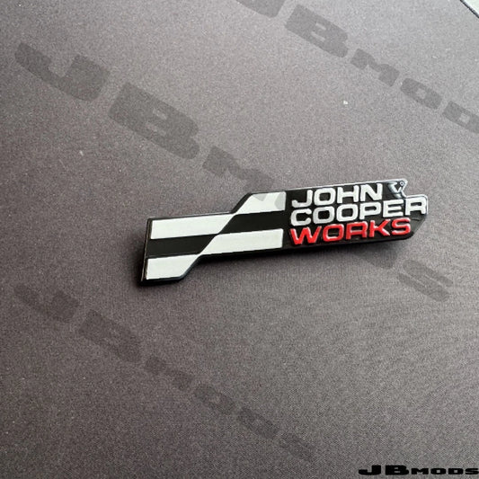 New LCI2 Style MINI John Cooper Works Badge Front JCW Gloss Black Red F66