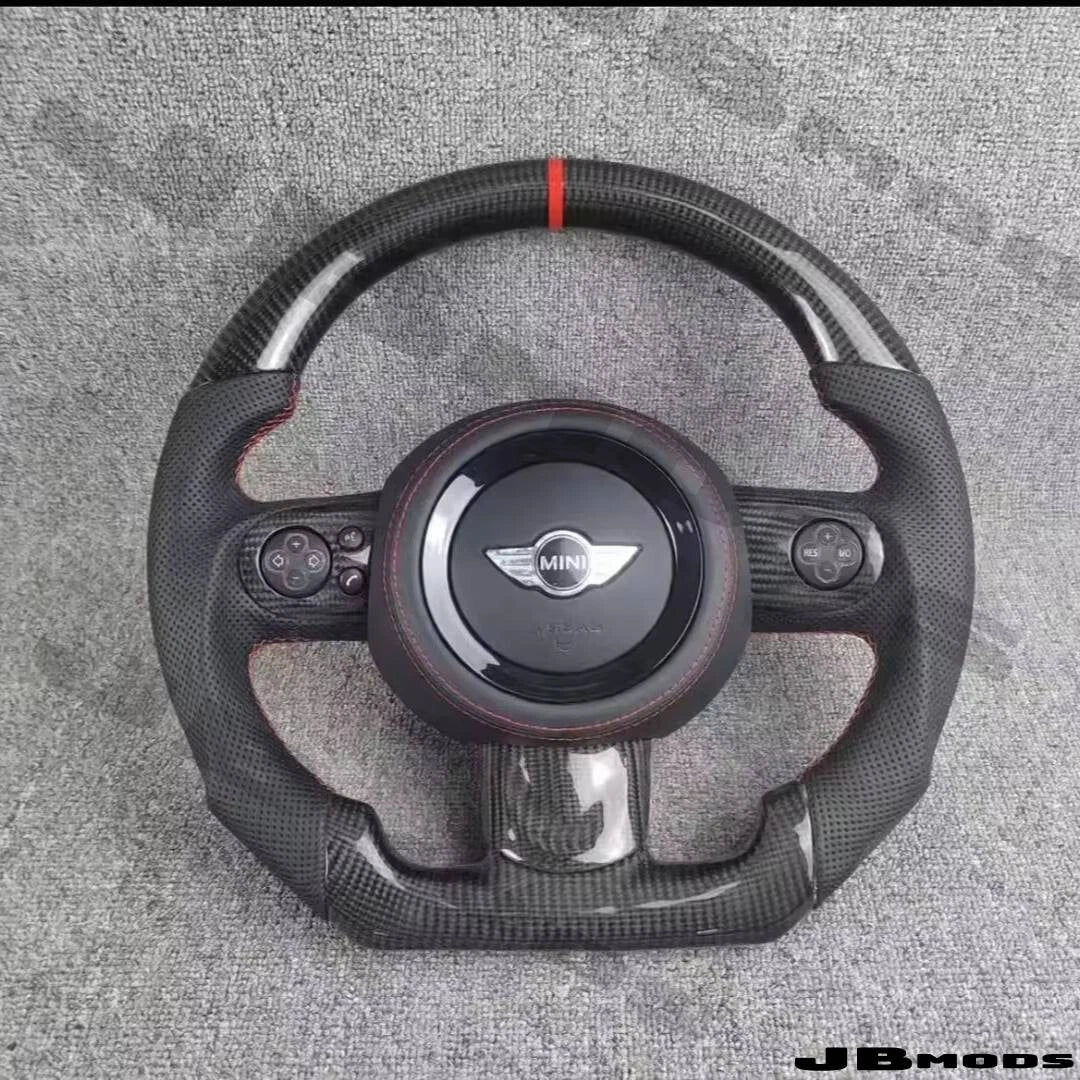 MINI Gen 2 Carbon Fibre Leather Flat Bottom Steering Wheel R55 R56 R57