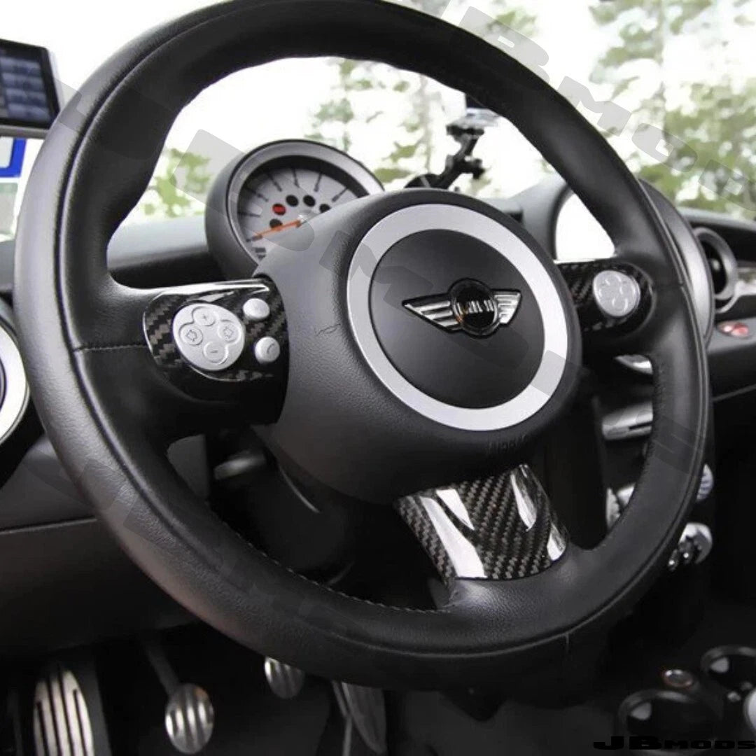 MINI Carbon Fibre Steering Wheel Spoke Covers R55 R56 R57 R58 Multi Function