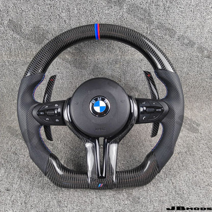 BMW F80 F82 M3 M4 Carbon Leather Flat Bottom Steering Wheel with Paddles