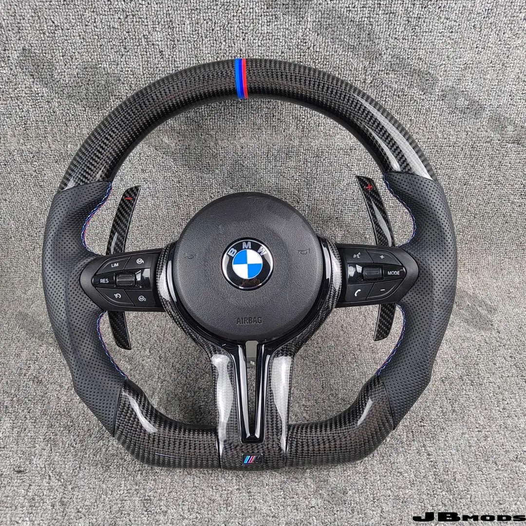 BMW F80 F82 M3 M4 Carbon Leather Flat Bottom Steering Wheel with Paddles