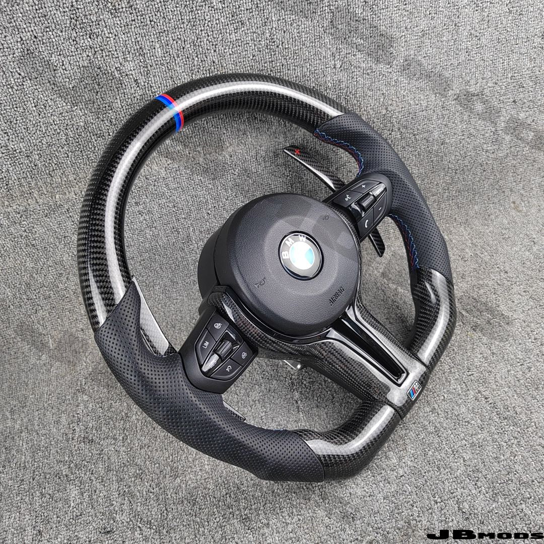 BMW F80 F82 M3 M4 Carbon Leather Flat Bottom Steering Wheel with Paddles