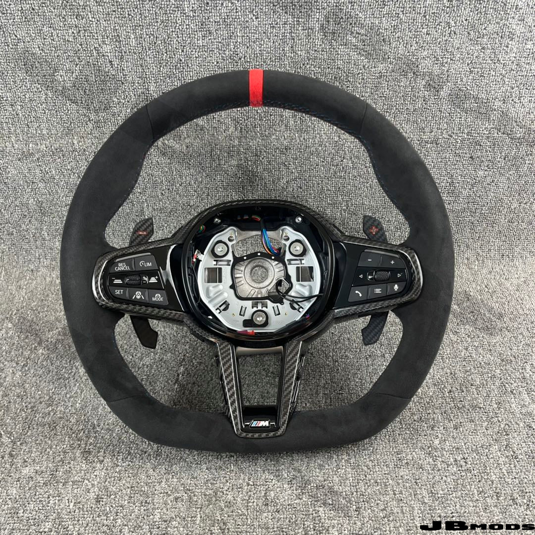 BMW G8X M3 M4 LCI2 Style Alcantara With Red Stripe Red Steering Wheel