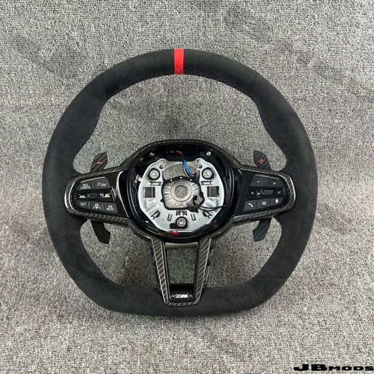 BMW G8X M3 M4 LCI2 Style Alcantara With Red Stripe Red Steering Wheel