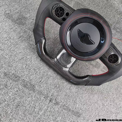MINI Gen 2 R56 Led Shift Light Carbon Fibre Leather Flat Bottom Steering Wheel