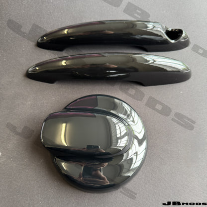 Gloss Black Fuel Cap Cover & Clip on Door Handle Covers for MINI R56 R53 R57 R58