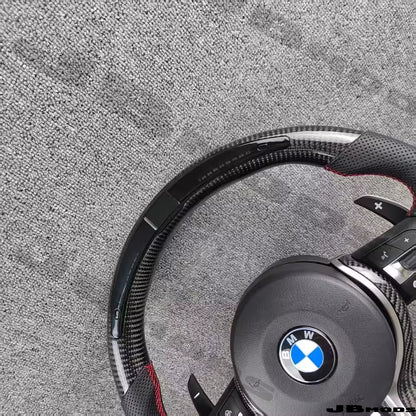 BMW F80 F82 M3 M4 Carbon Fibre Flat Bottom LED Steering Wheel Paddle Shifter