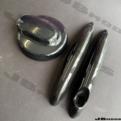 Gloss Black Fuel Cap Cover & Clip on Door Handle Covers for MINI R56 R53 R57 R58
