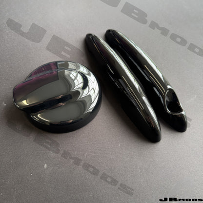 Gloss Black Fuel Cap Cover & Clip on Door Handle Covers for MINI R56 R53 R57 R58