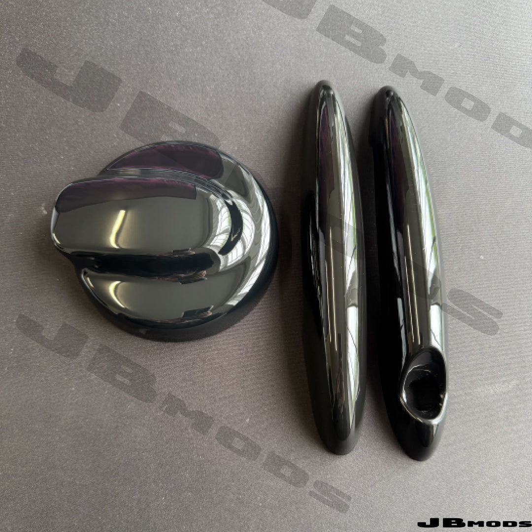 Gloss Black Fuel Cap Cover & Clip on Door Handle Covers for MINI R56 R53 R57 R58