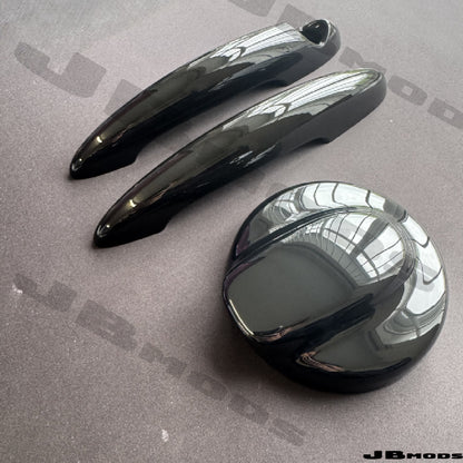 Gloss Black Fuel Cap Cover & Clip on Door Handle Covers for MINI R56 R53 R57 R58