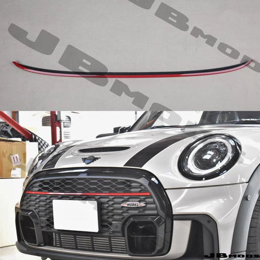 Gloss Red Front Grille Strip Cover for MINI F55 F56 F57 LCI2 2021+ Cooper S JCW
