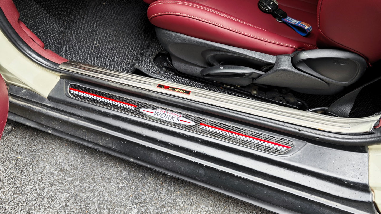 Gloss Carbon Door Sill Plates for MINI F56 F55 JCW (2014–2023)