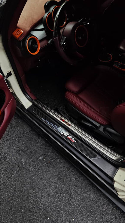 Gloss Carbon Door Sill Plates for MINI F56 F55 New Logo JCW (2014–2023)