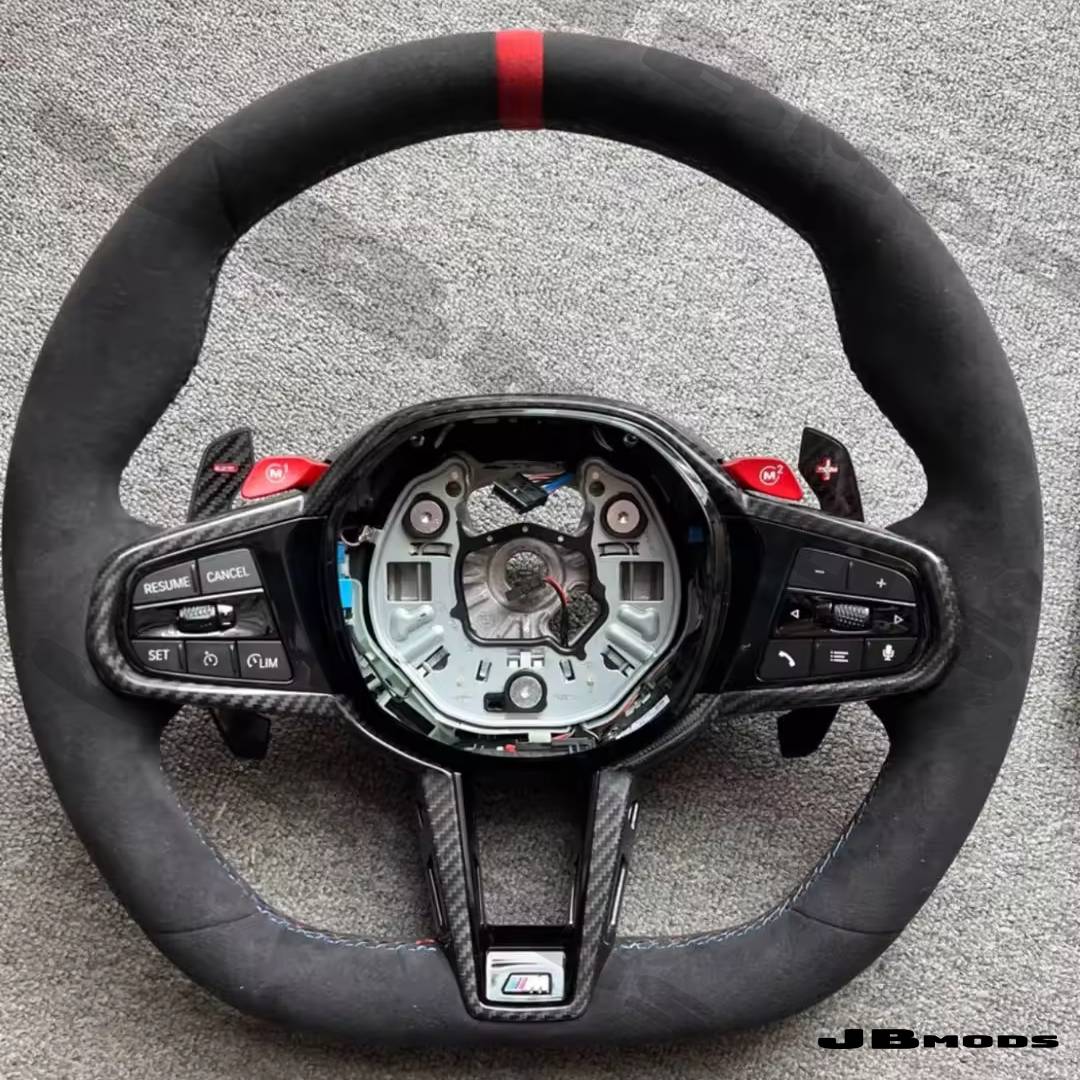BMW G8X M3 M4 LCI2 Style Alcantara With Red Stripe Red Steering Wheel
