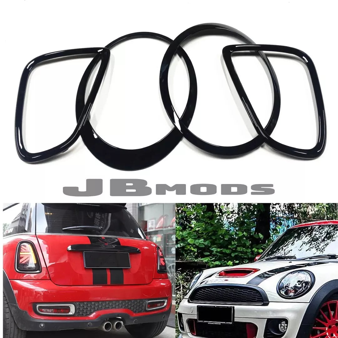 MINI COOPER GLOSS BLACK KIT HEADLIGHT TAILLIGHT TRIM  R55 R56 R57 R58 2007-2015
