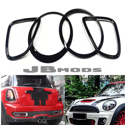MINI COOPER GLOSS BLACK KIT HEADLIGHT TAILLIGHT TRIM  R55 R56 R57 R58 2007-2015