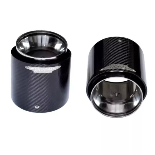 MINI Carbon Fibre Chrome Exhaust Tips Pair R55 R56 R57 R58 R59 Cooper S JCW SD