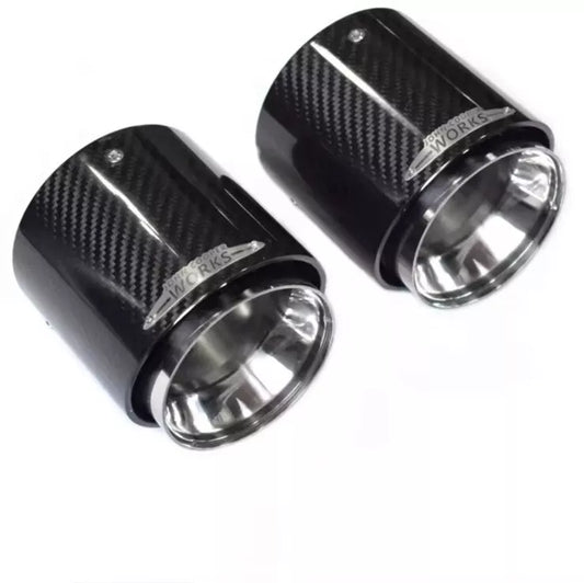 MINI JCW STYLE EXHAUST TIP CARBON FIBRE GLOSS F54 F55 F56 F57 F60  (Single Tip)