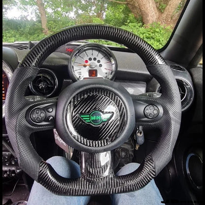 MINI Gen 2 R56 Carbon Perforated Leather Flat Bottom Steering Wheel