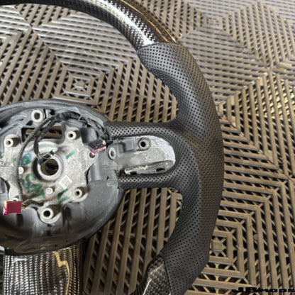 MINI Gen 2 R56 Carbon Perforated Leather Flat Bottom Steering Wheel