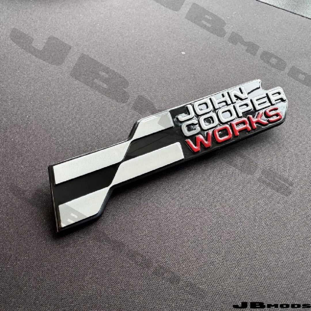 New LCI2 Style MINI John Cooper Works Badge Front JCW Gloss Black Red F66