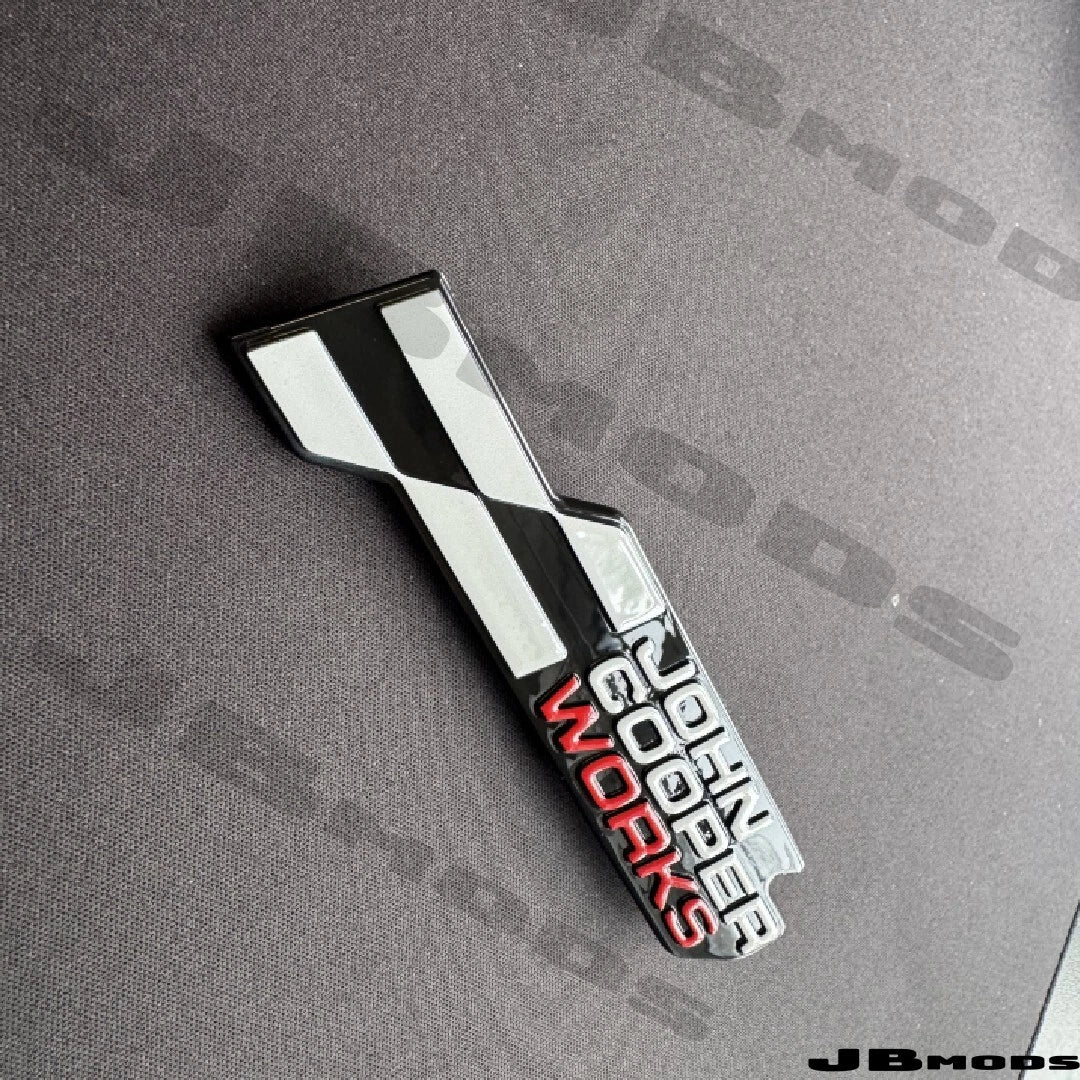 New LCI2 Style MINI John Cooper Works Badge Front JCW Gloss Black Red F66