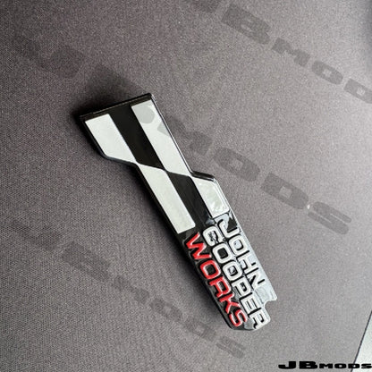 New LCI2 Style MINI John Cooper Works Badge Front JCW Gloss Black Red F66