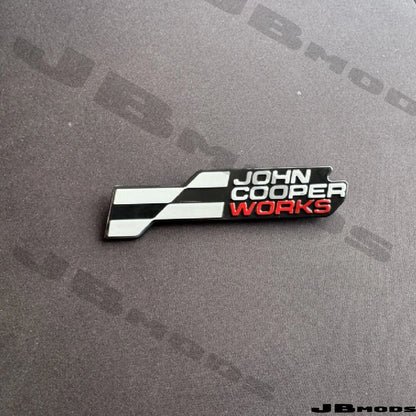 New LCI2 Style MINI John Cooper Works Badge Front JCW Gloss Black Red F66