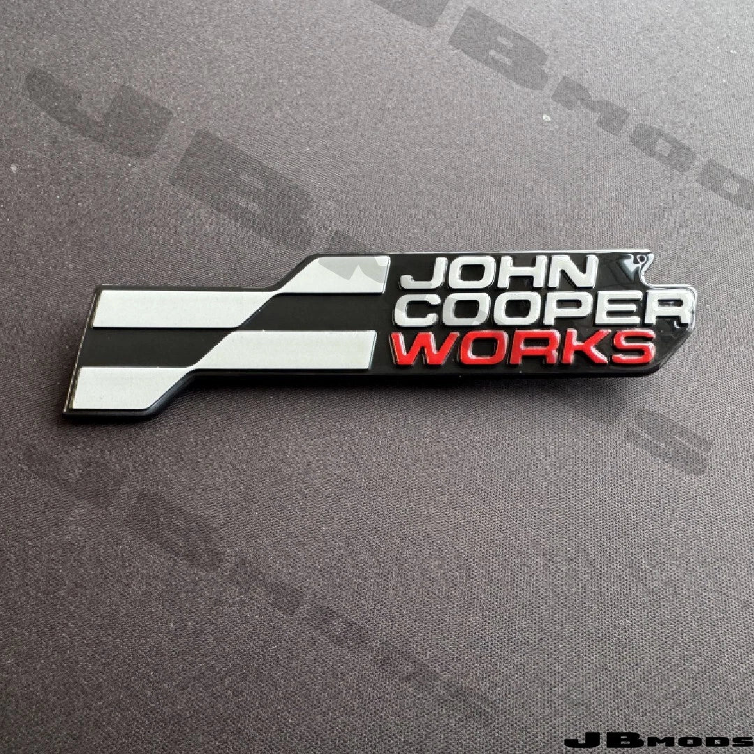 New LCI2 Style MINI John Cooper Works Badge Front JCW Gloss Black Red F66
