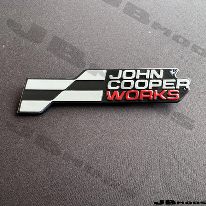 New LCI2 Style MINI John Cooper Works Badge Front JCW Gloss Black Red F66