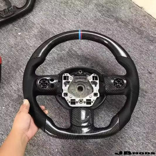 MINI Gen 2 R56 Carbon Leather Steering Wheel Tri Colour Stripe