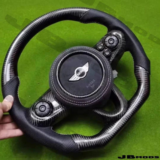 Mini Gen 3 F56 F55 F60 Carbon Fibre Flat Bottom Steering Wheel with Buttons
