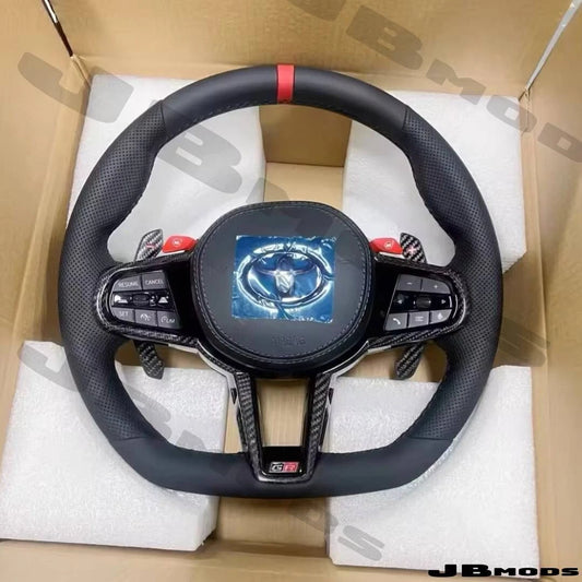 Toyota A90 Supra G8x M Style Full Leather Steering Wheel Carbon Paddles